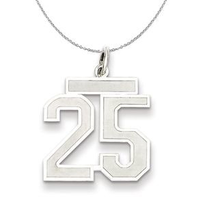 Sterling Silver, Jersey Collection, Medium Number 25 Necklace - 20 In